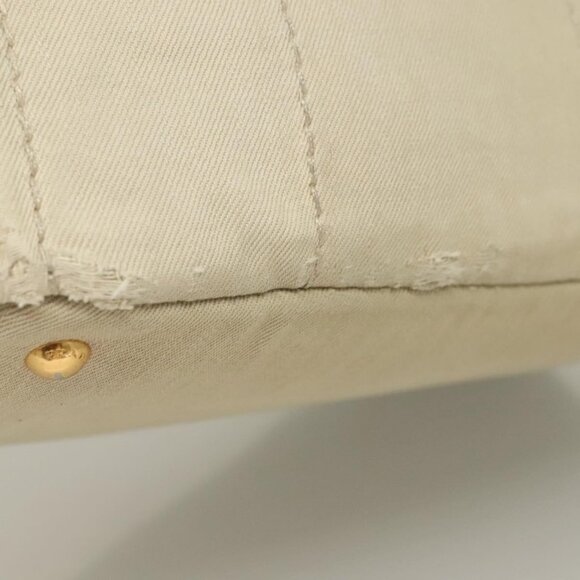 PRADA Canapa MM Hand Bag Canvas Beige Gold Auth bs26853 - Picture 13 of 16